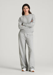 American Tall Online | Everyday Terry Cropped Crew for Tall Women in Grey Mix
