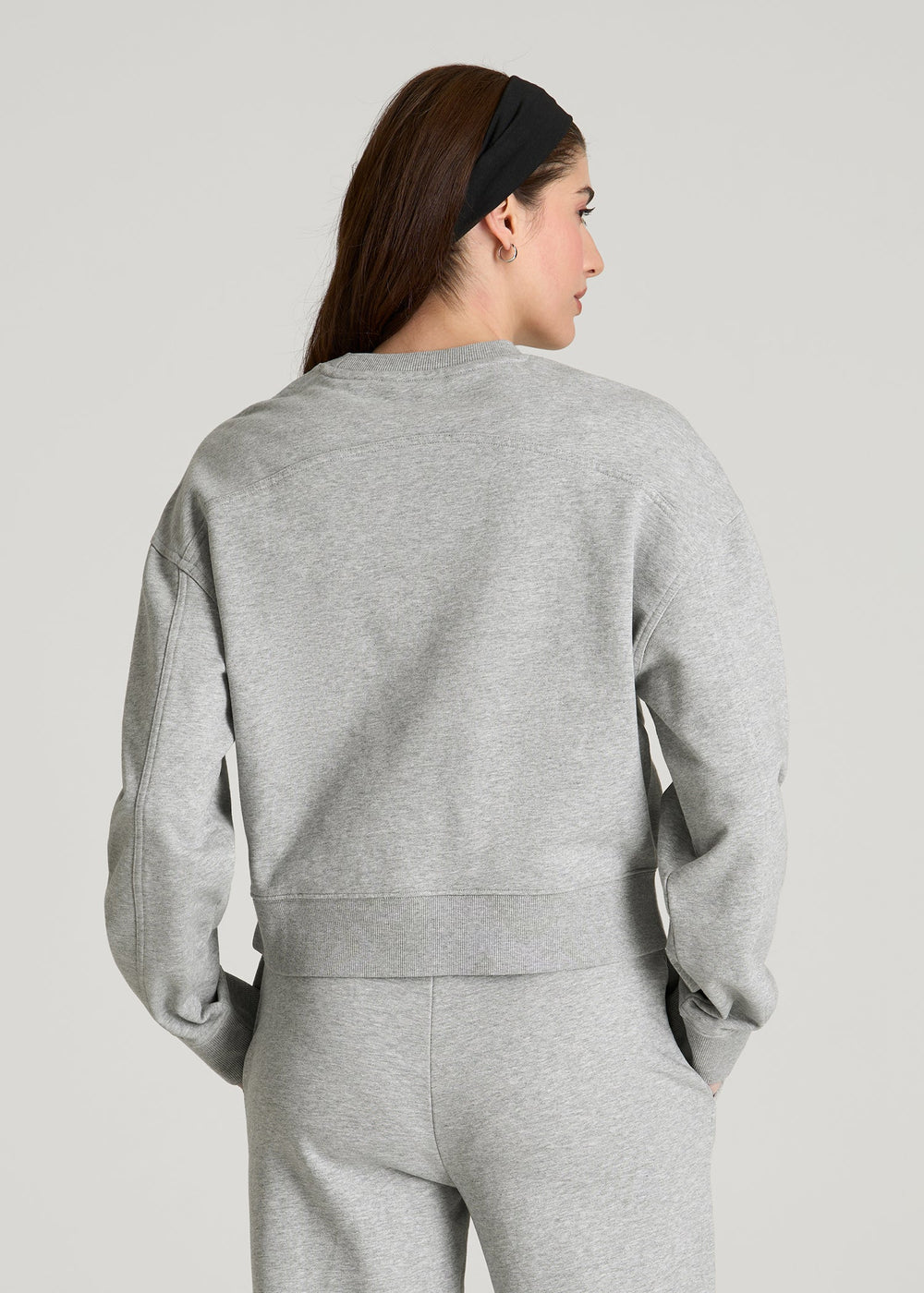 American Tall Online | Everyday Terry Cropped Crew for Tall Women in Grey Mix
