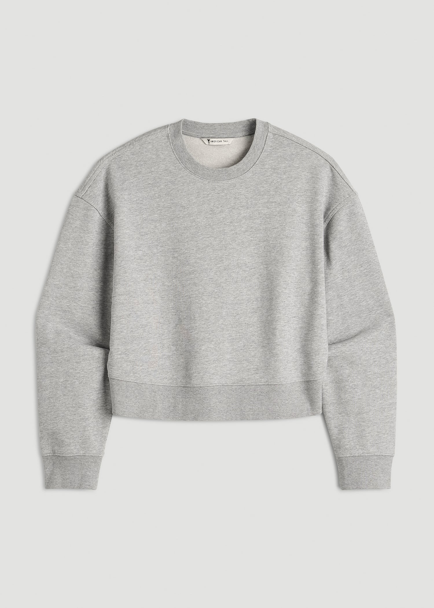 American Tall Online | Everyday Terry Cropped Crew for Tall Women in Grey Mix