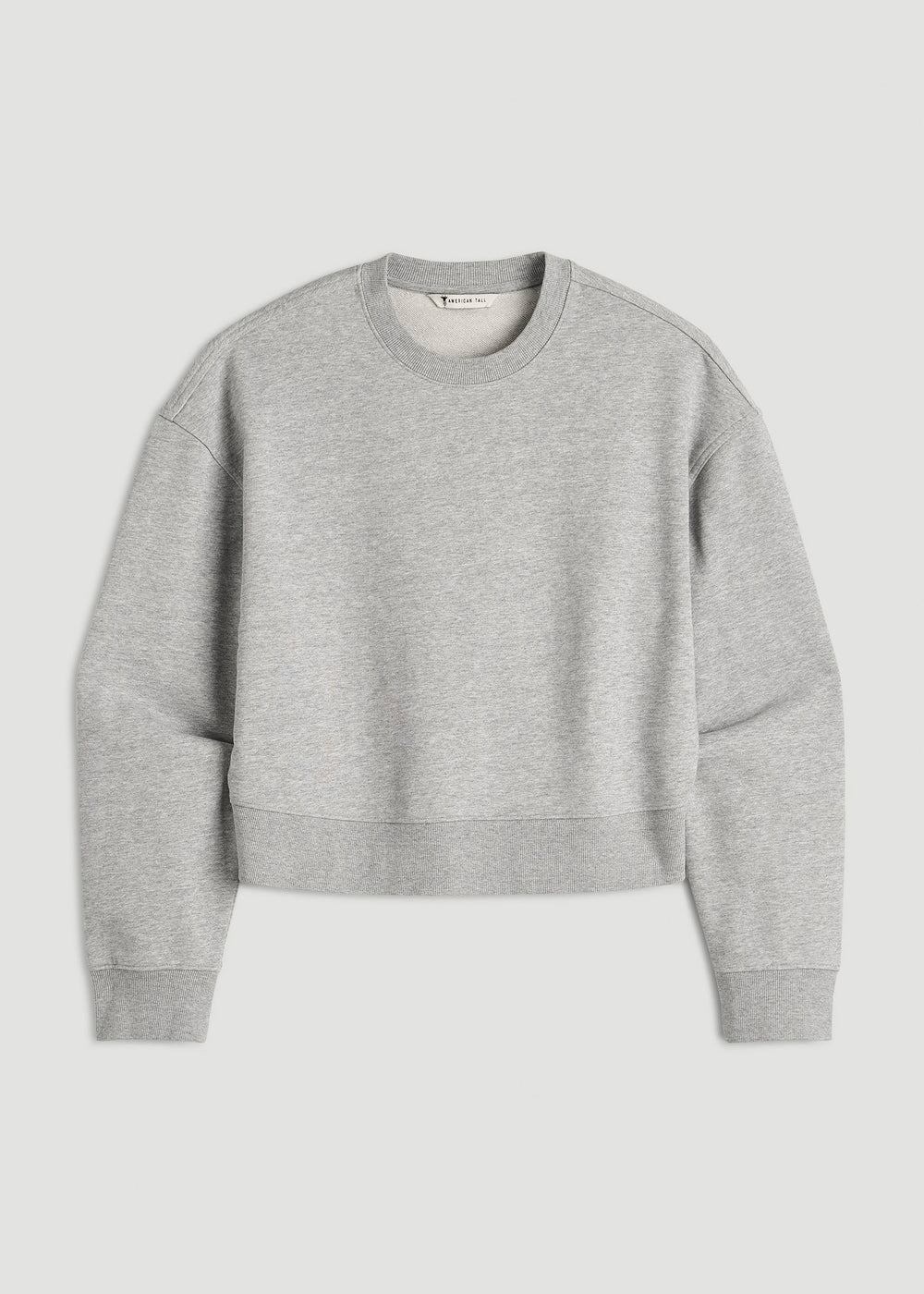 American Tall Online | Everyday Terry Cropped Crew for Tall Women in Grey Mix