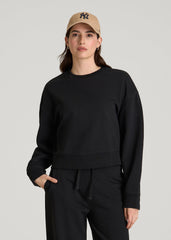 American Tall Sale | Everyday Terry Cropped Crew for Tall Women in Black