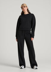 American Tall Sale | Everyday Terry Cropped Crew for Tall Women in Black
