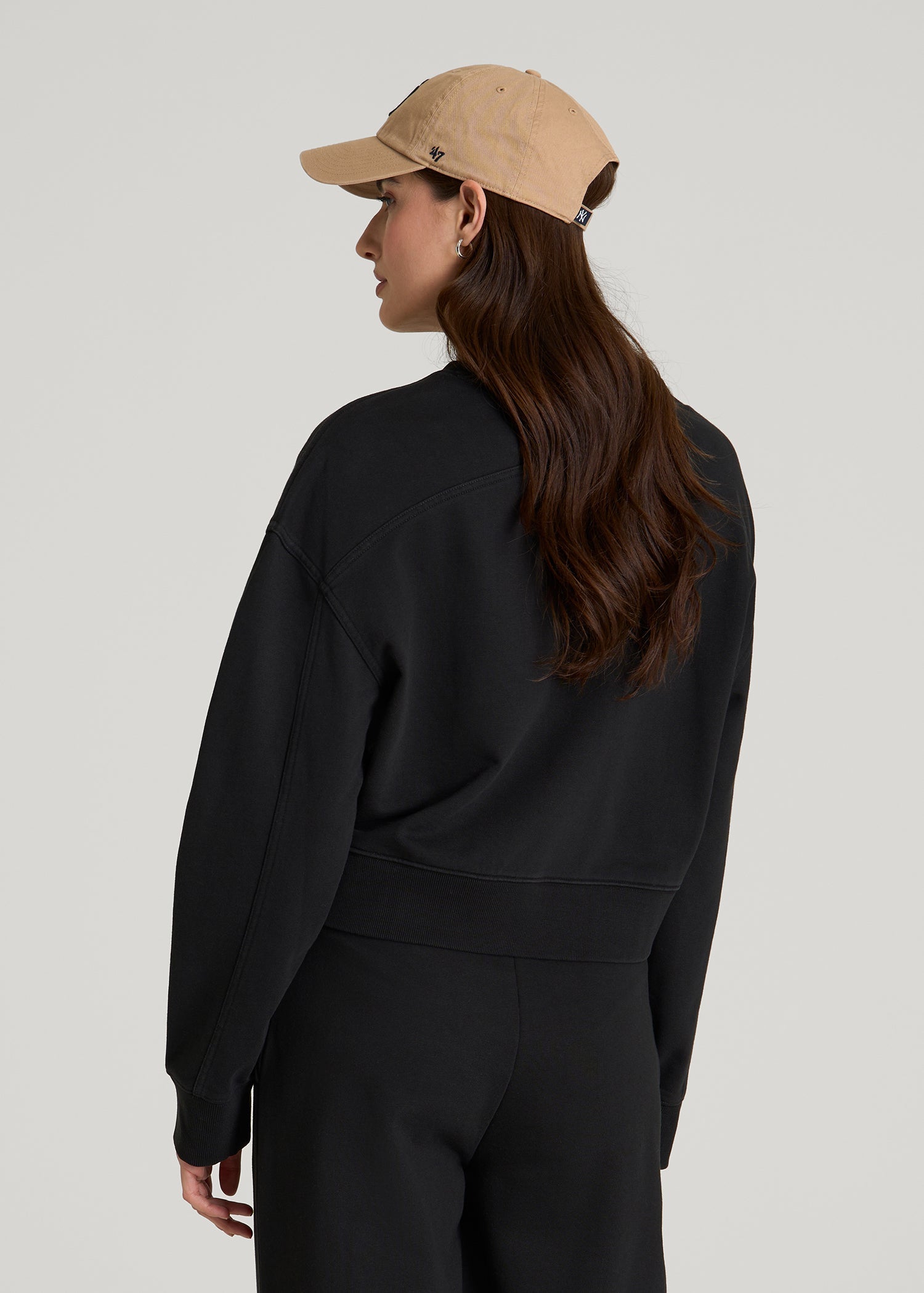American Tall Sale | Everyday Terry Cropped Crew for Tall Women in Black