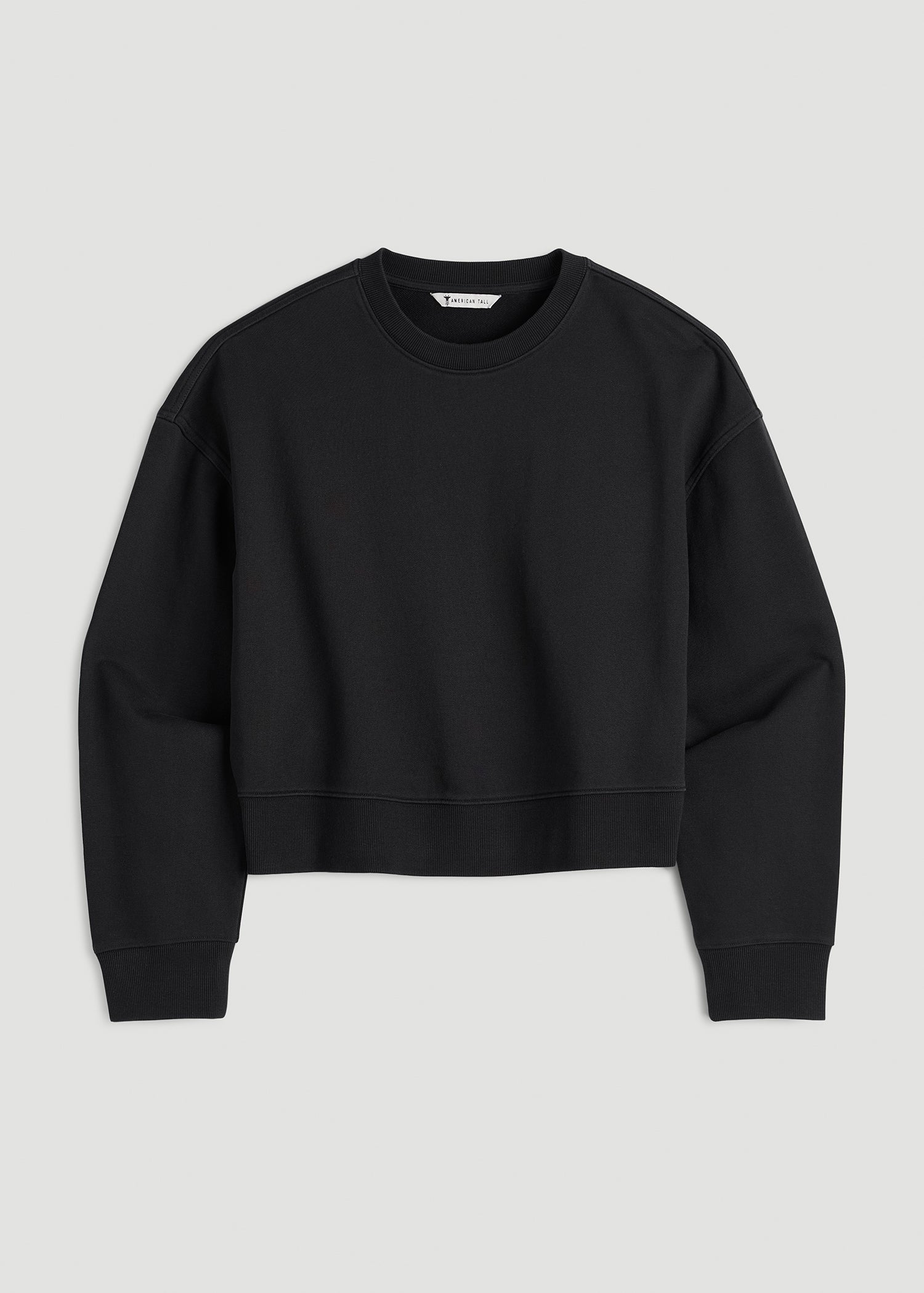 American Tall Sale | Everyday Terry Cropped Crew for Tall Women in Black