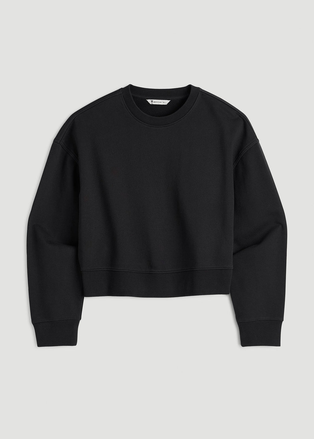 American Tall Sale | Everyday Terry Cropped Crew for Tall Women in Black
