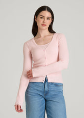 American Tall For Sale | Boucle Knit Cardigan for Tall Women in Barely Pink