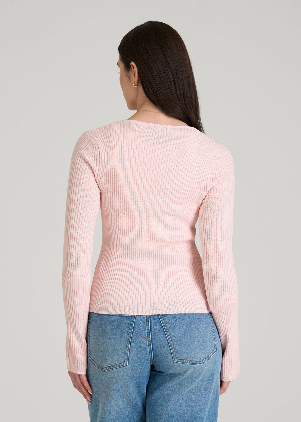 American Tall For Sale | Boucle Knit Cardigan for Tall Women in Barely Pink