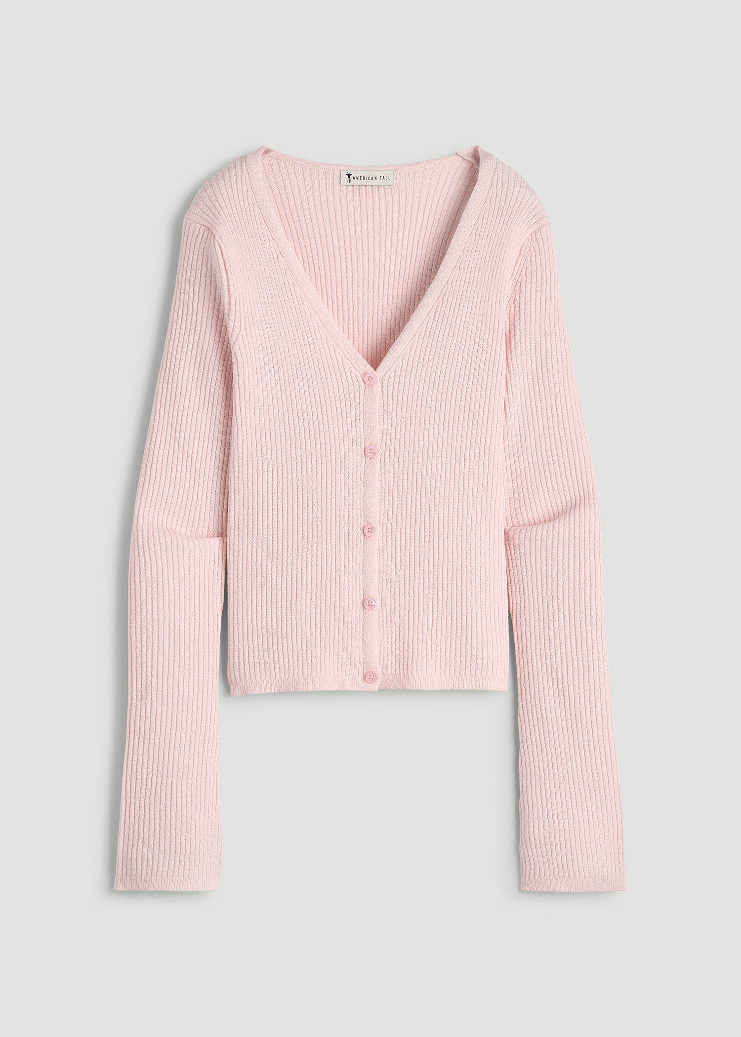 American Tall For Sale | Boucle Knit Cardigan for Tall Women in Barely Pink