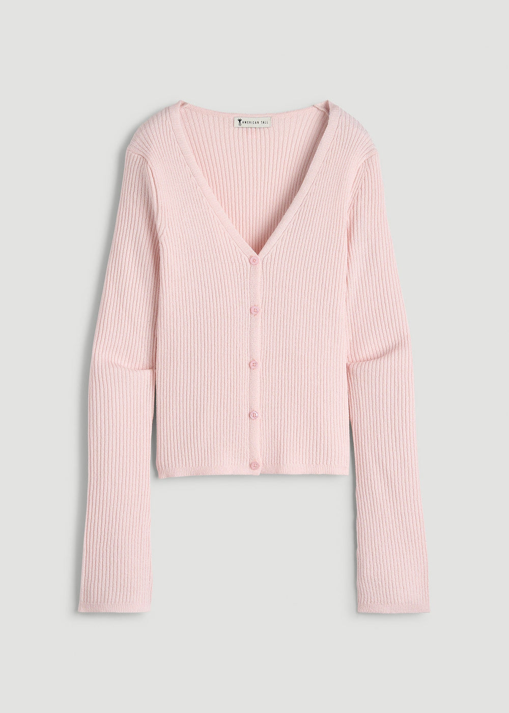 American Tall For Sale | Boucle Knit Cardigan for Tall Women in Barely Pink