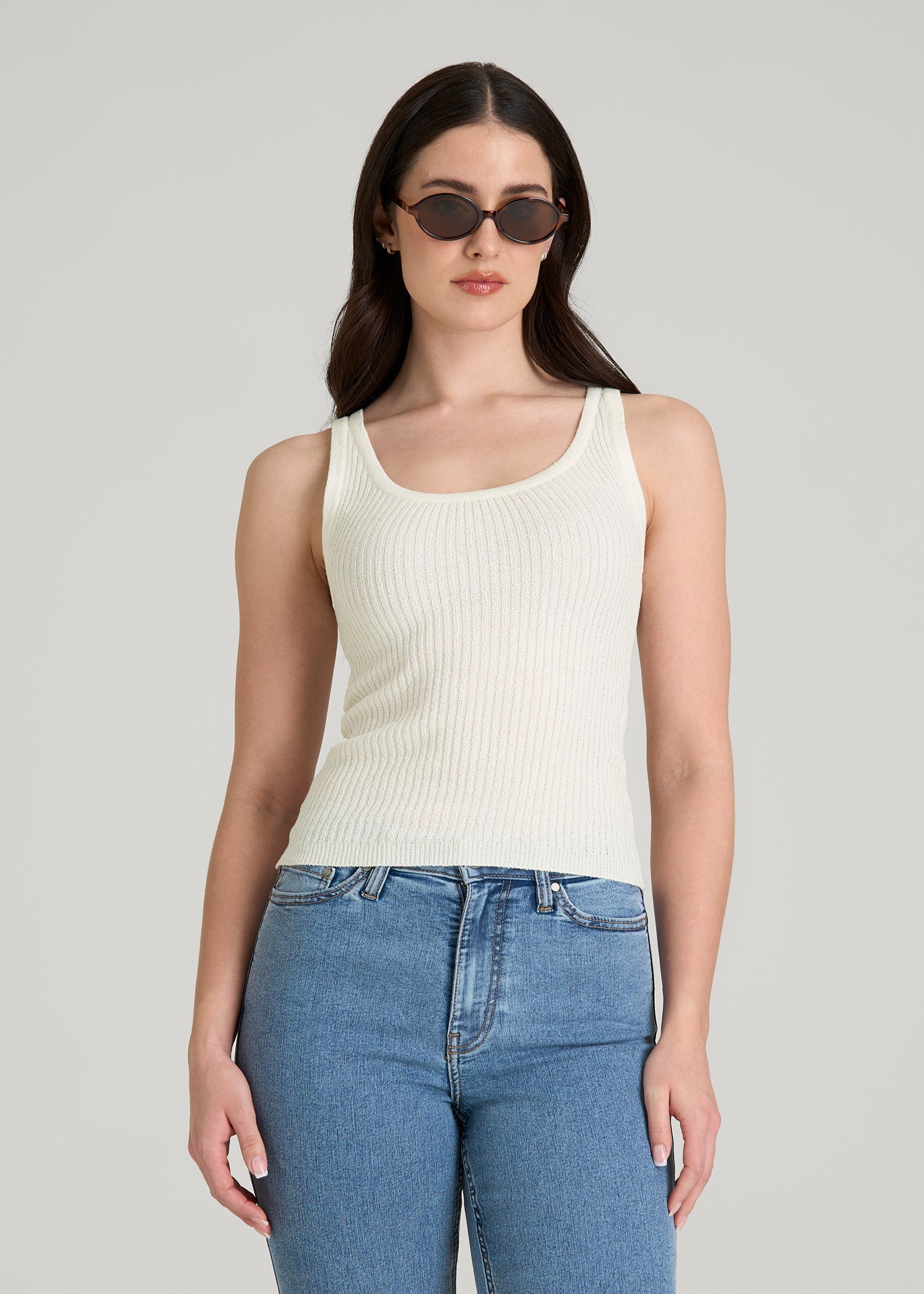 American Tall Online Shop | Boucle Knit Tank for Tall Women in Star White