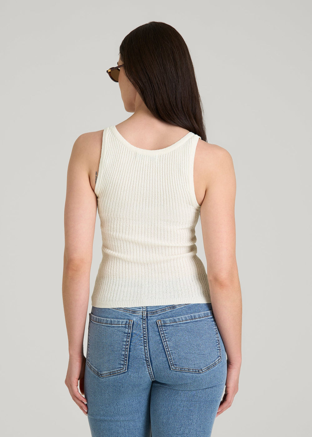 American Tall Online Shop | Boucle Knit Tank for Tall Women in Star White