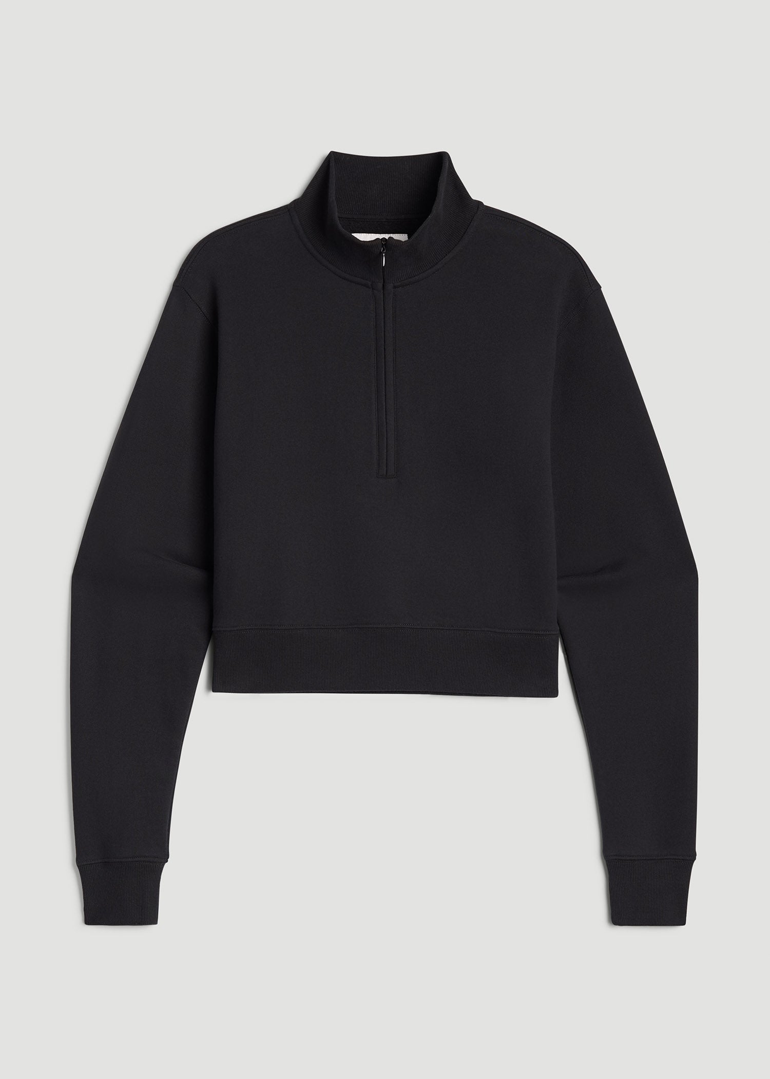 American Tall Discount | Wearever 2.0 Fleece Half-Zip Cropped Sweatshirt for Tall Women in Black