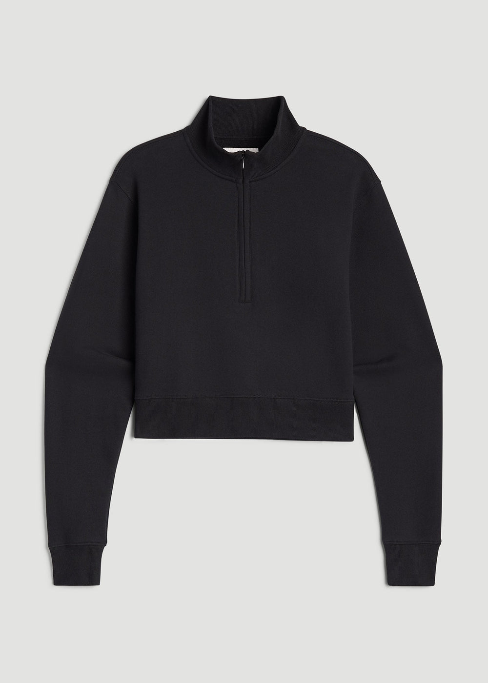American Tall Discount | Wearever 2.0 Fleece Half-Zip Cropped Sweatshirt for Tall Women in Black
