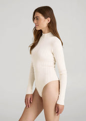 American Tall Online | Mock Neck Sweater Bodysuit for Tall Women in Warm Ecru