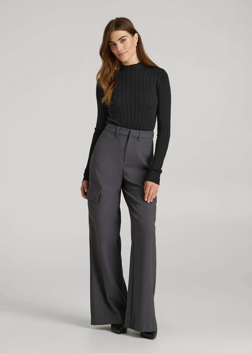 American Tall Sale | Mock Neck Sweater Bodysuit for Tall Women in Black