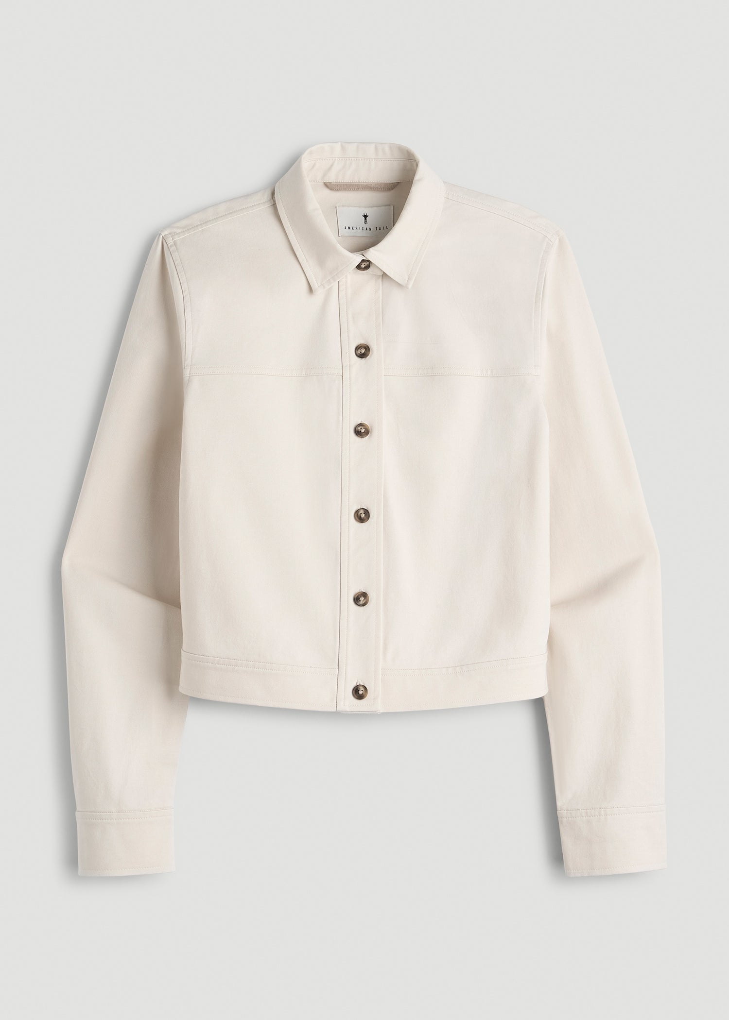 American Tall Outlet | Stretch Commuter Military Cropped Cargo Jacket for Tall Women in White Sand
