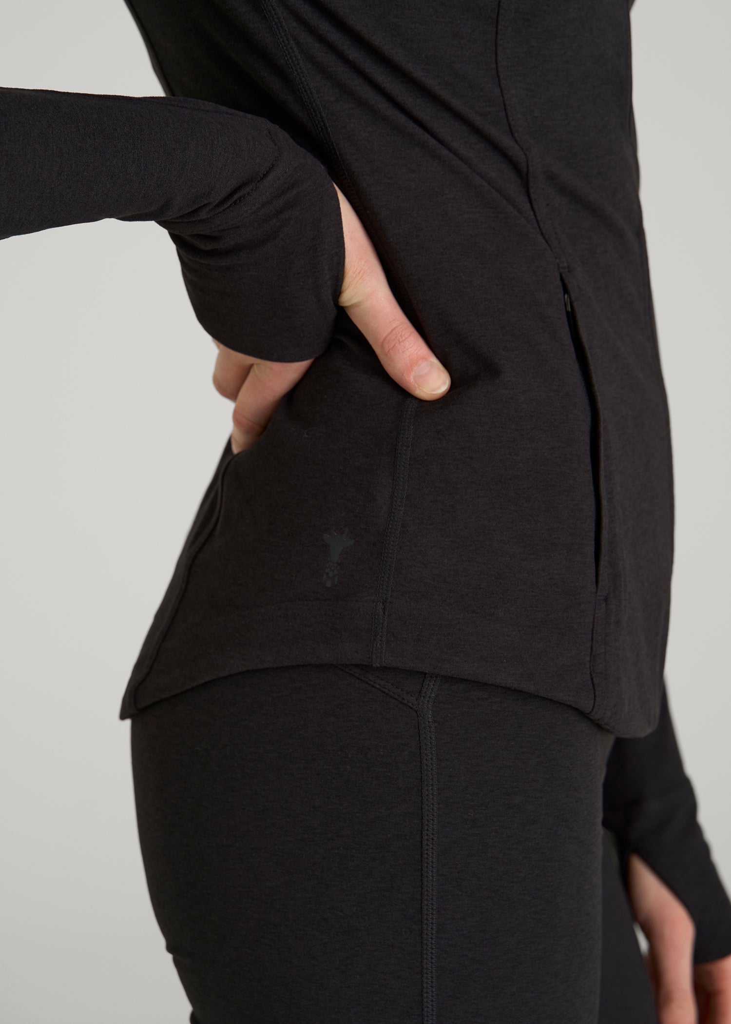 American Tall For Sale | Ultra Soft Athletic Zip Up Jacket for Tall Women in Black Mix