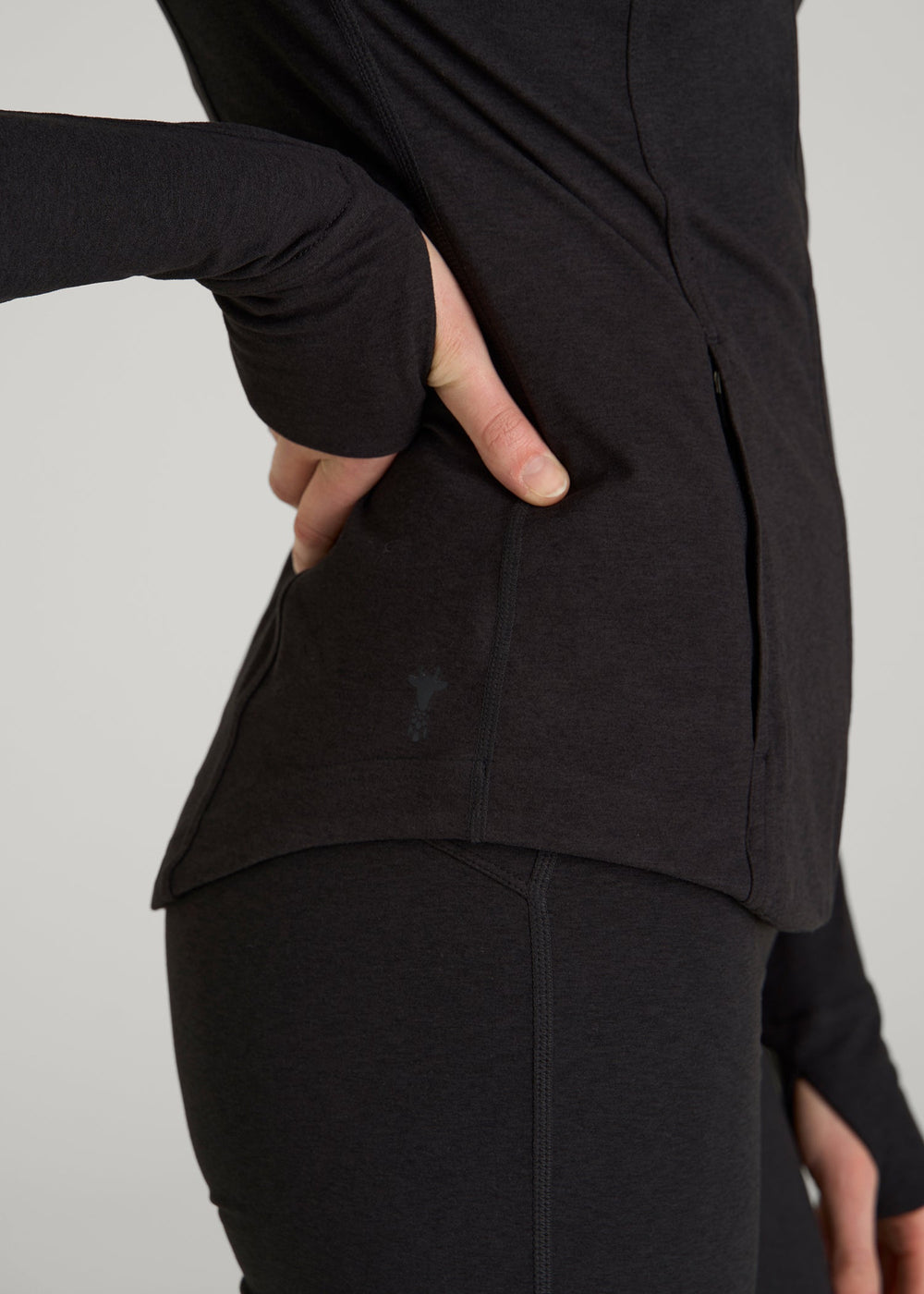 American Tall For Sale | Ultra Soft Athletic Zip Up Jacket for Tall Women in Black Mix