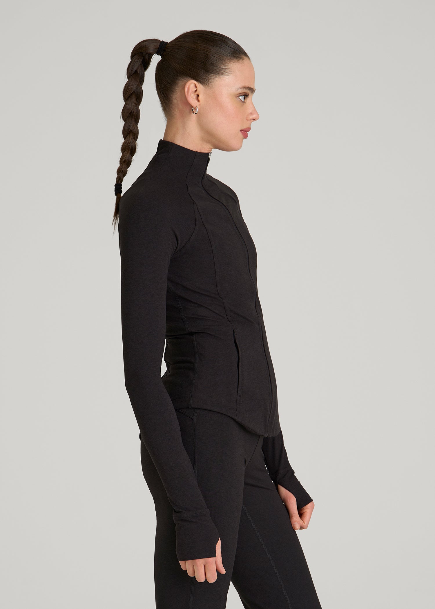 American Tall For Sale | Ultra Soft Athletic Zip Up Jacket for Tall Women in Black Mix