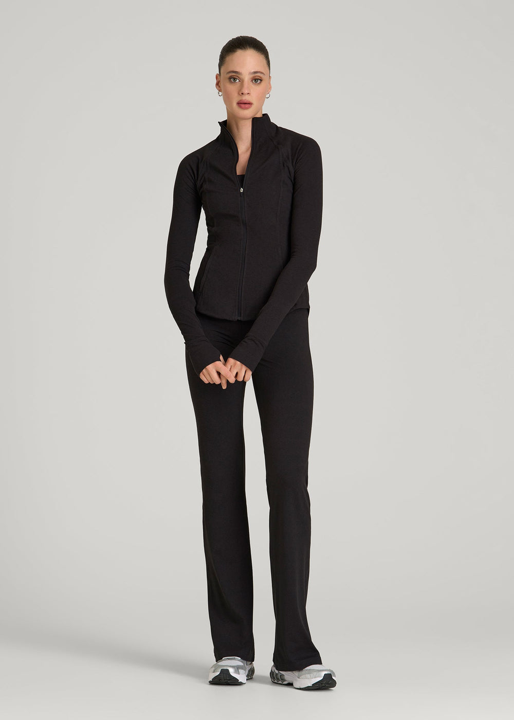 American Tall For Sale | Ultra Soft Athletic Zip Up Jacket for Tall Women in Black Mix