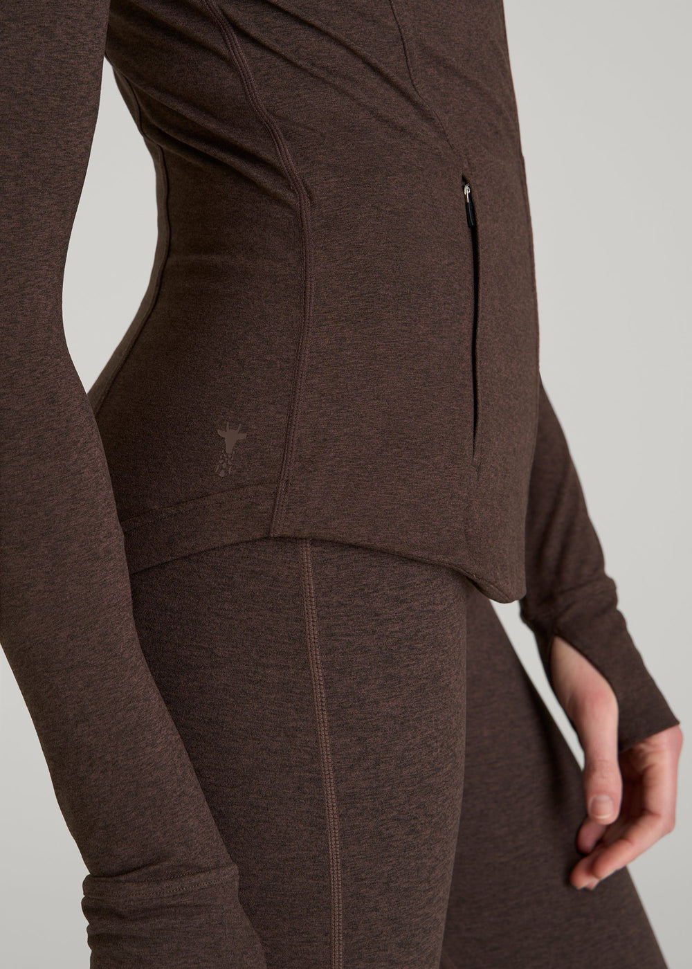 American Tall Discount | Ultra Soft Athletic Zip Up Jacket for Tall Women in Espresso Mix