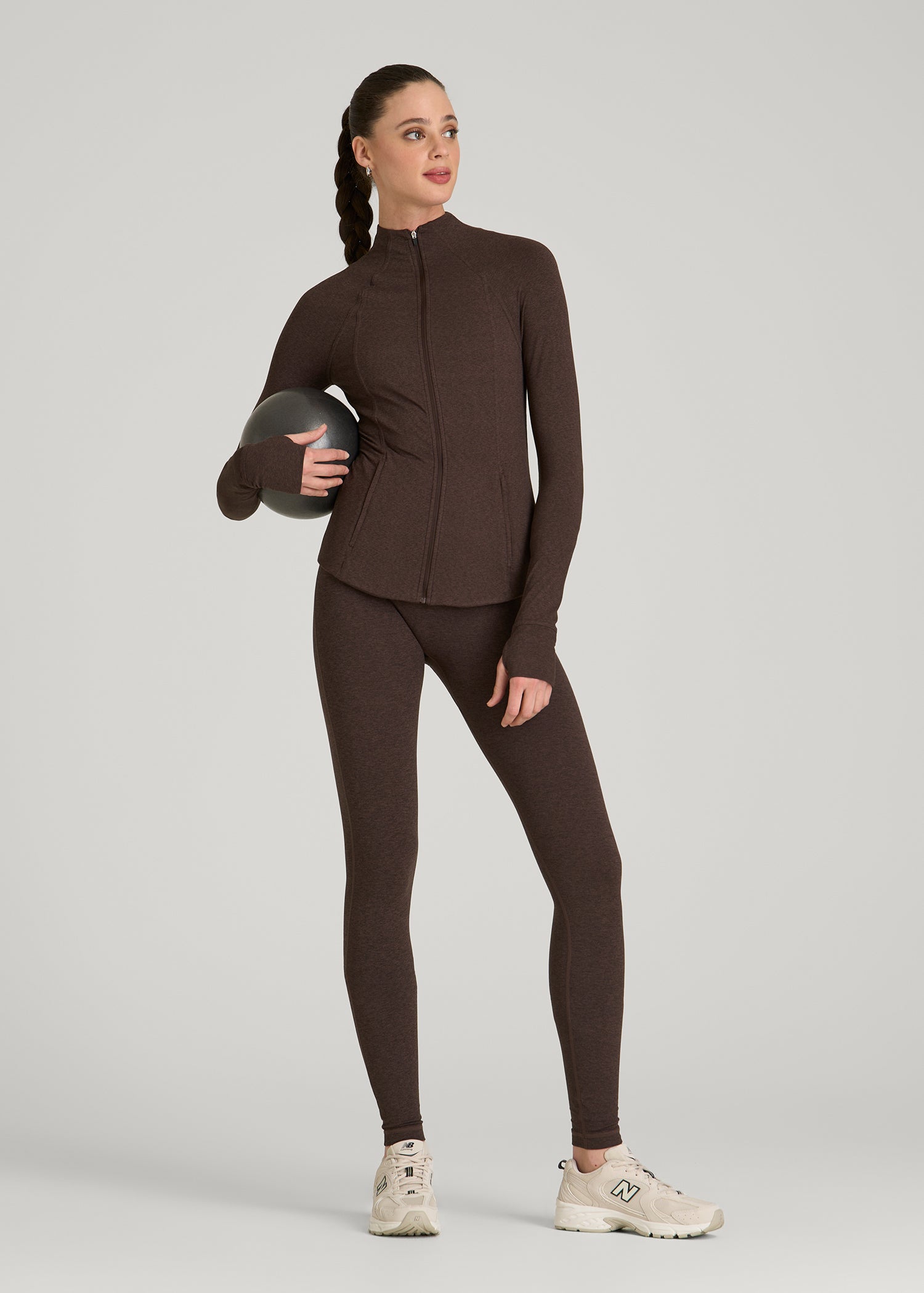 American Tall Discount | Ultra Soft Athletic Zip Up Jacket for Tall Women in Espresso Mix