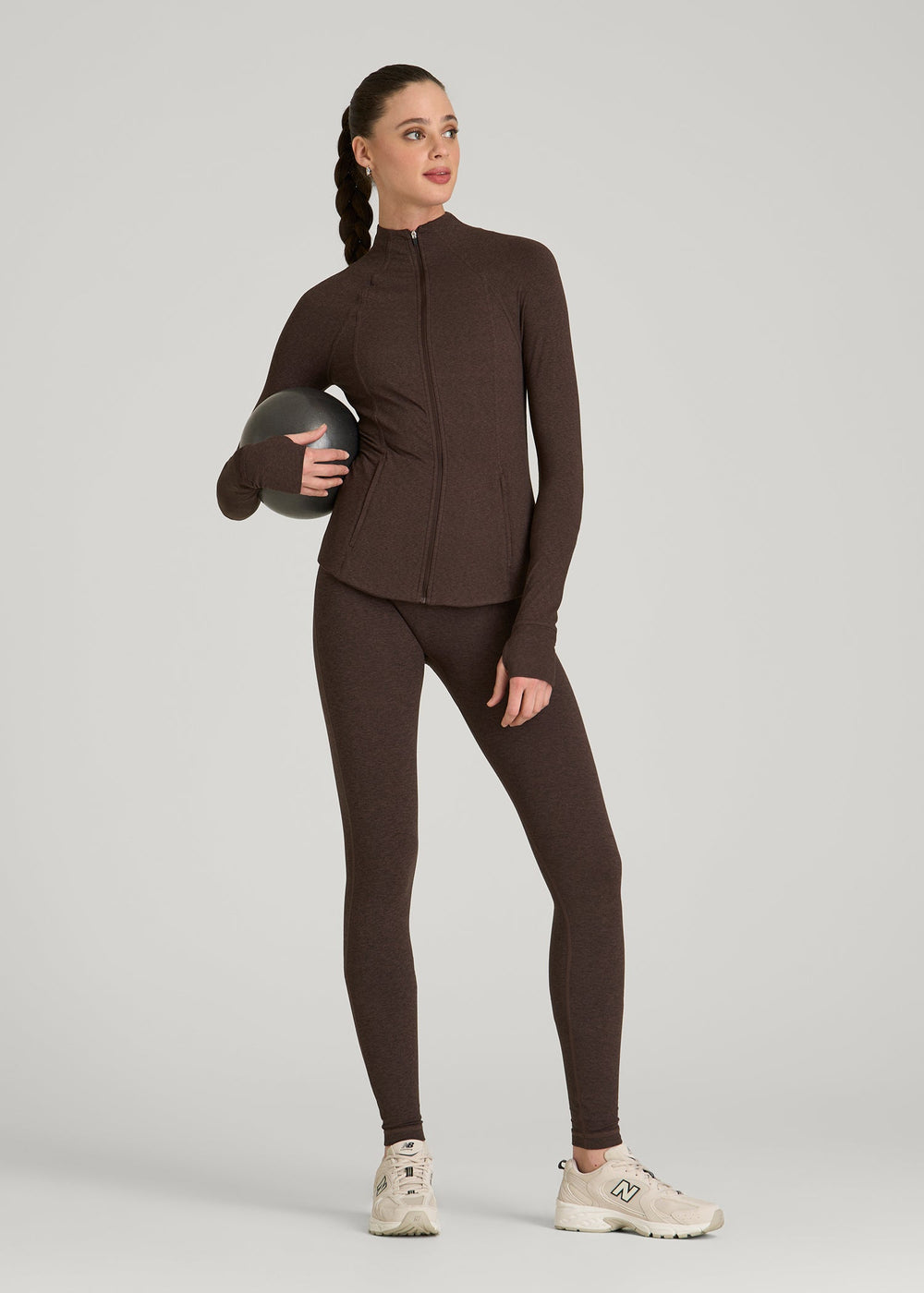 American Tall Discount | Ultra Soft Athletic Zip Up Jacket for Tall Women in Espresso Mix