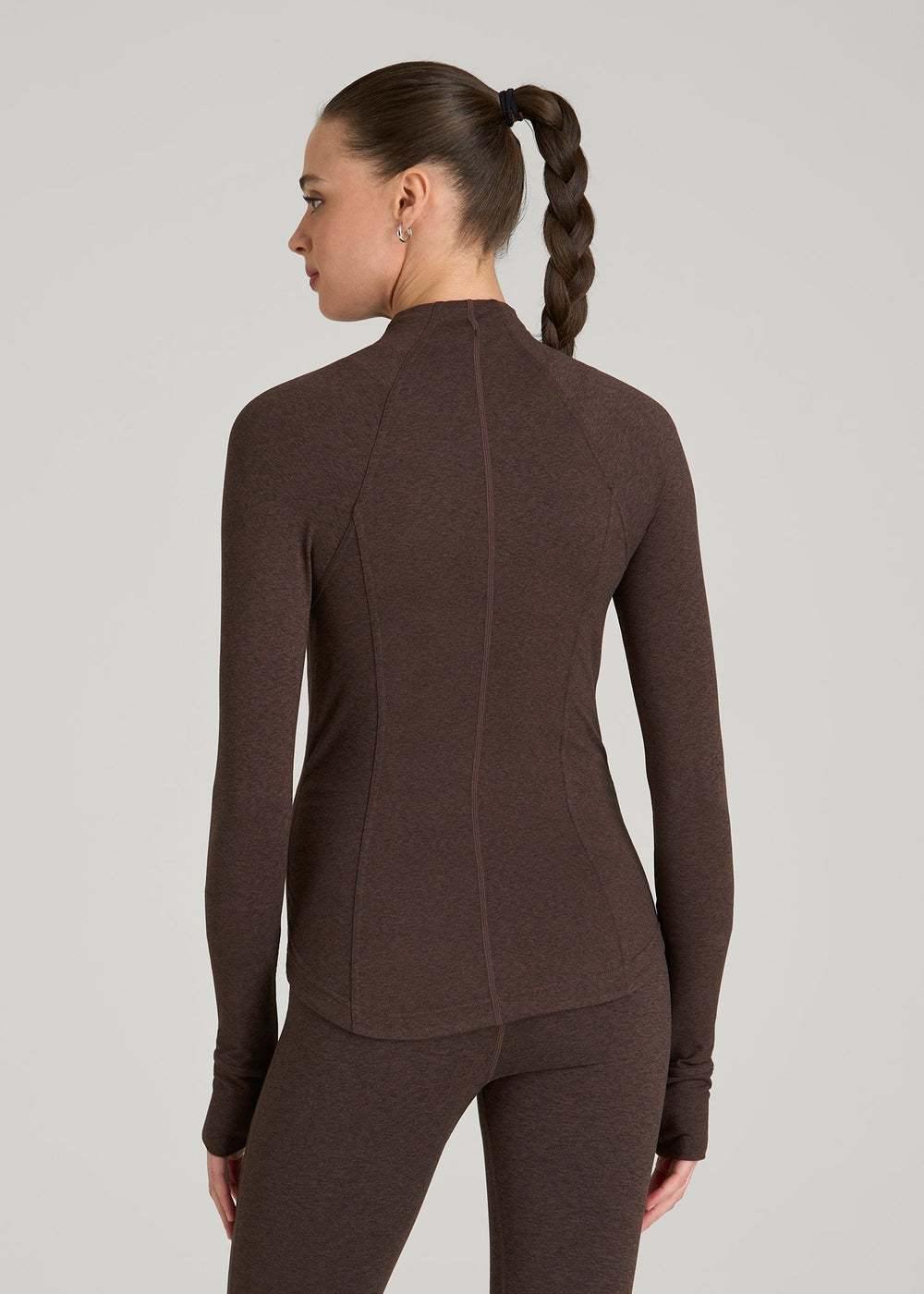 American Tall Discount | Ultra Soft Athletic Zip Up Jacket for Tall Women in Espresso Mix