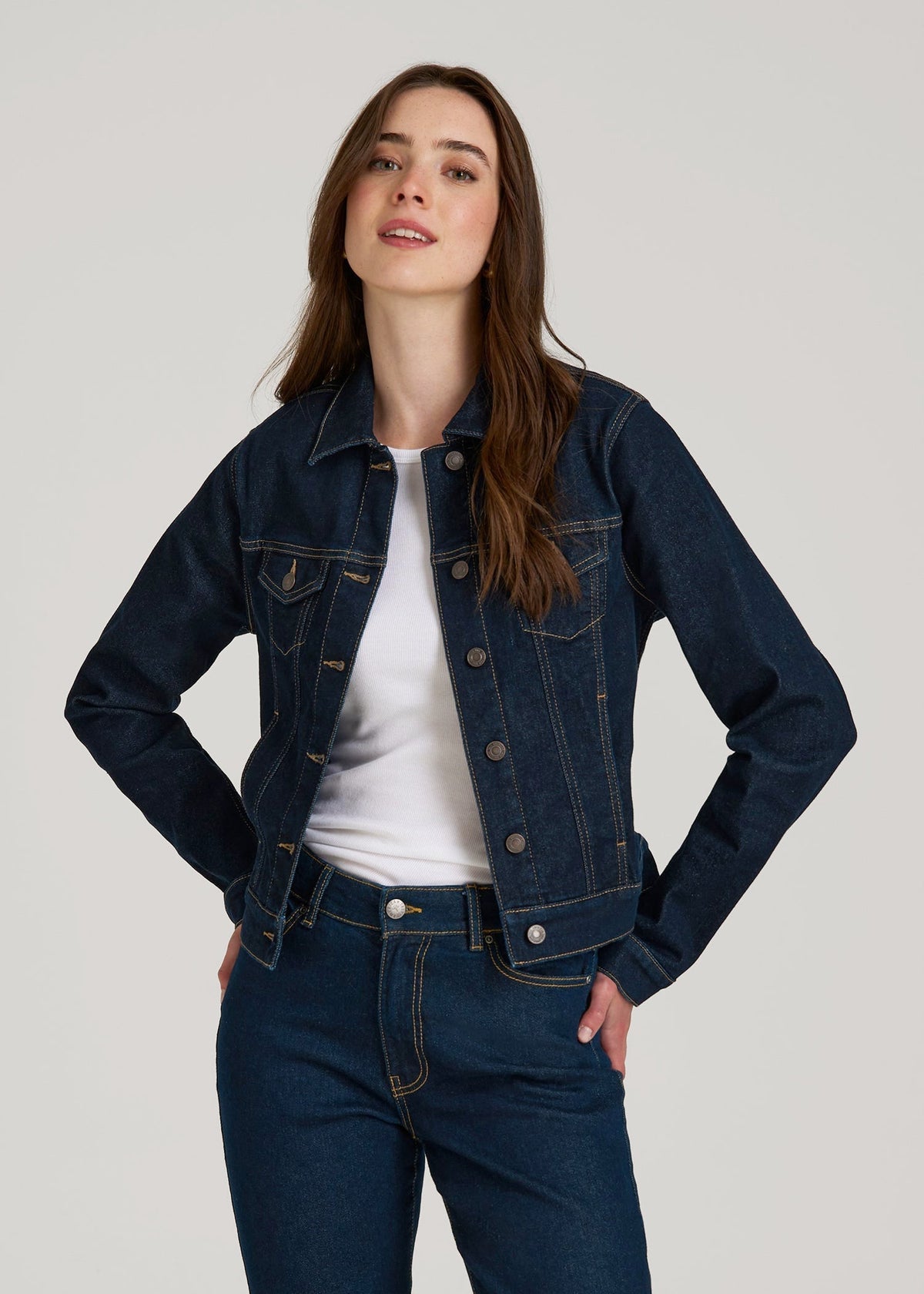 American Tall Online | Classic Denim Jacket for Tall Women in Rinse Wash