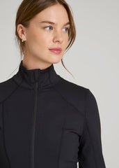American Tall Sale | Women's Athletic Zip-Up Jacket for Tall Women in Black