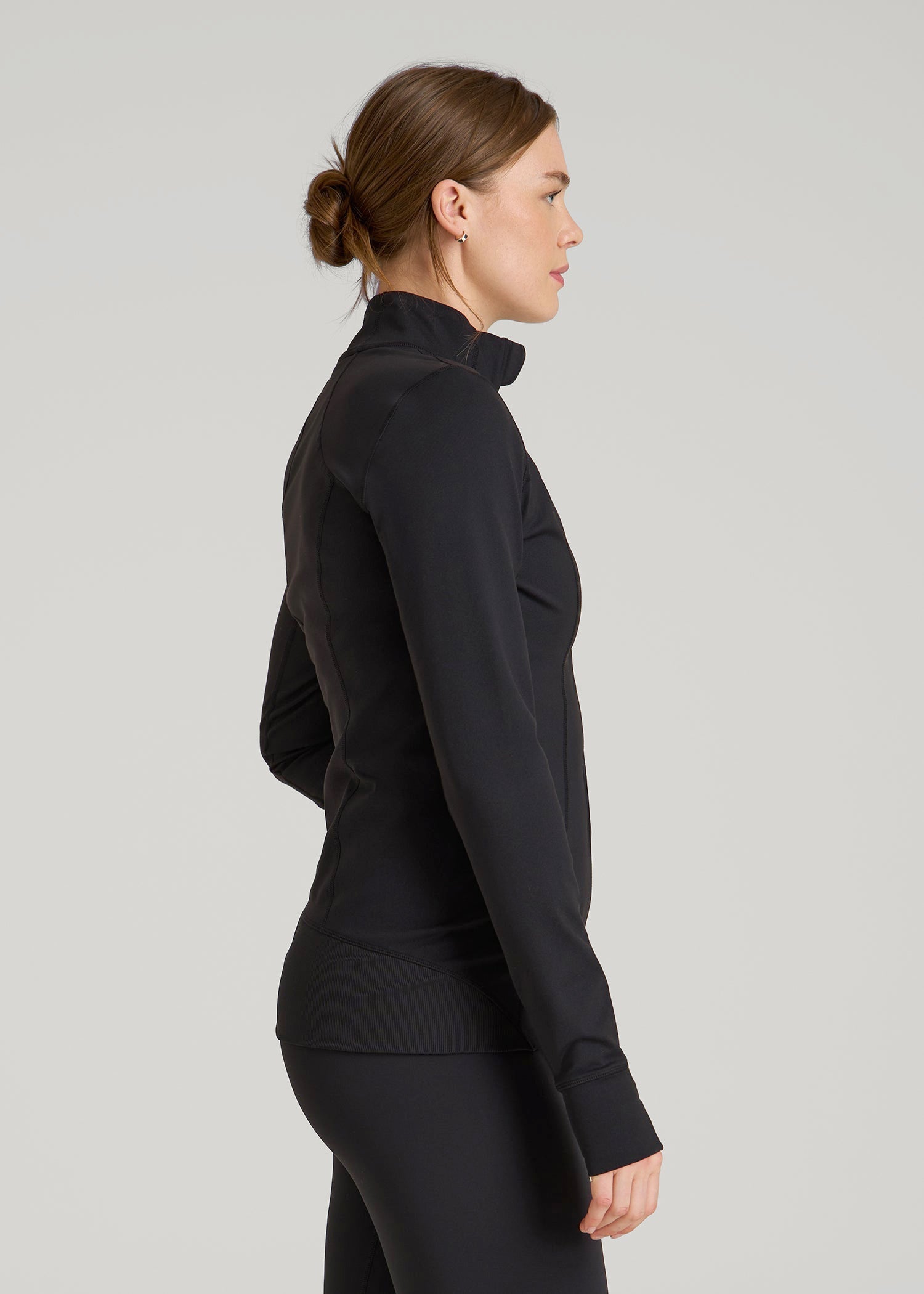 American Tall Sale | Women's Athletic Zip-Up Jacket for Tall Women in Black