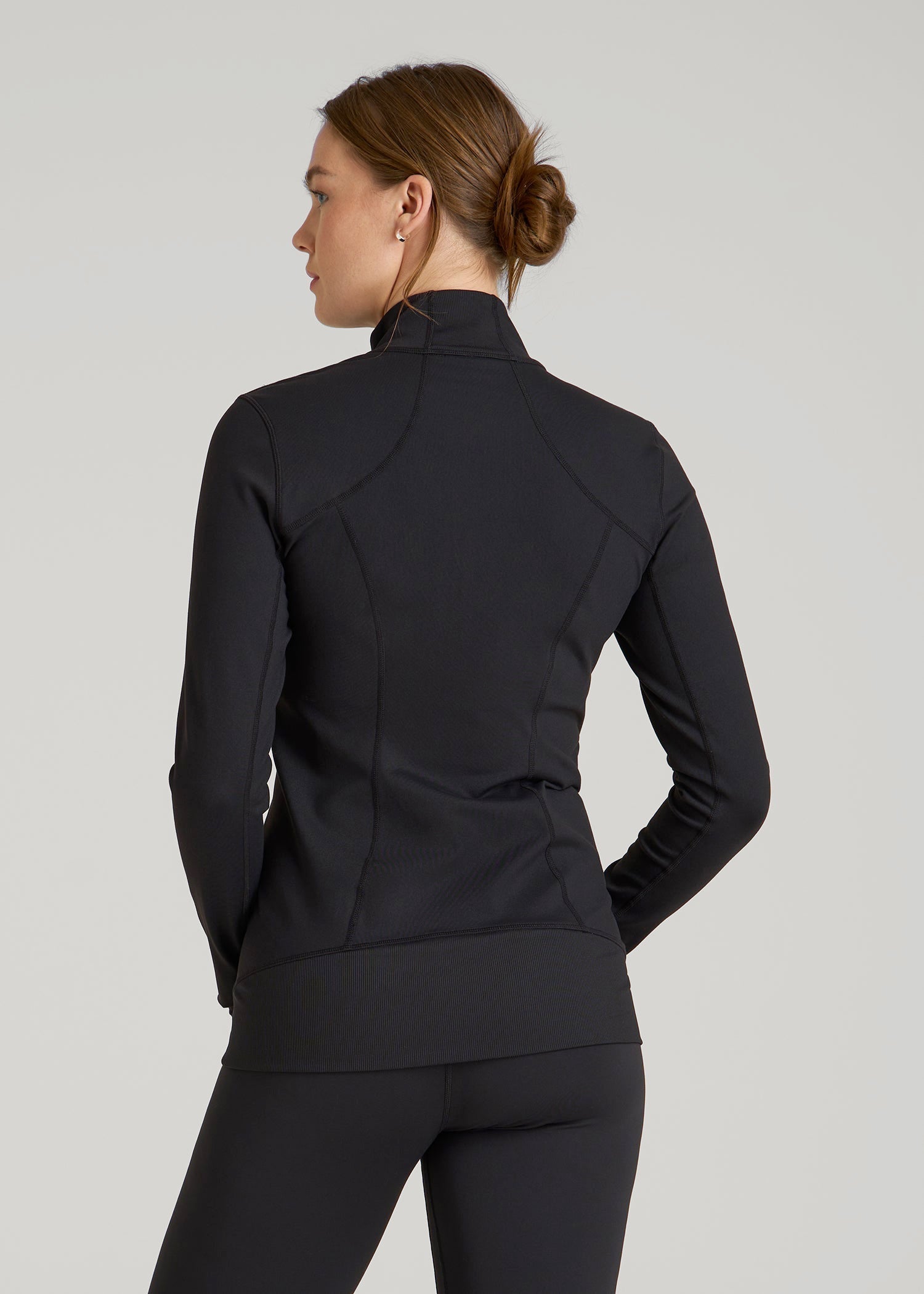 American Tall Sale | Women's Athletic Zip-Up Jacket for Tall Women in Black