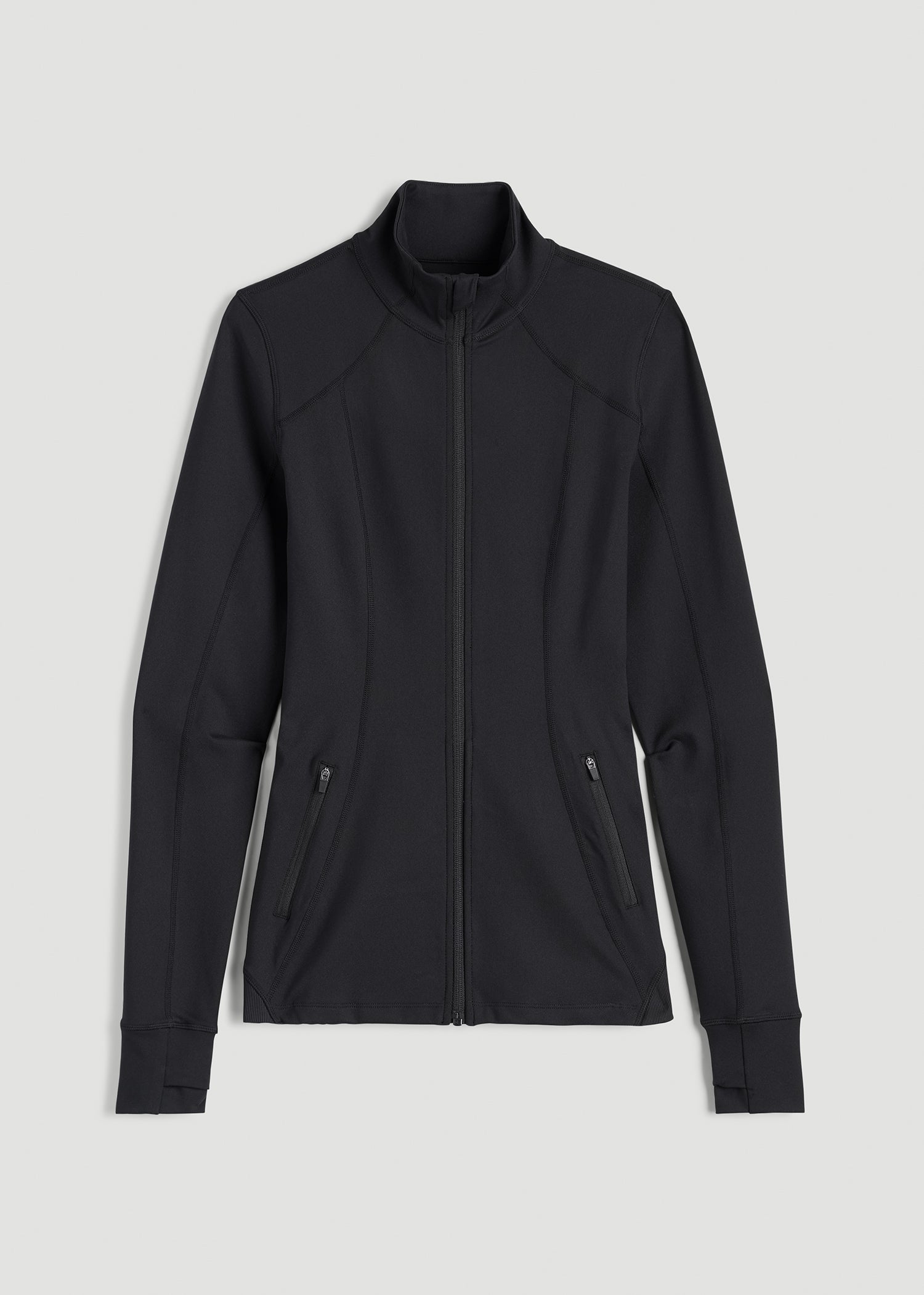 American Tall Sale | Women's Athletic Zip-Up Jacket for Tall Women in Black