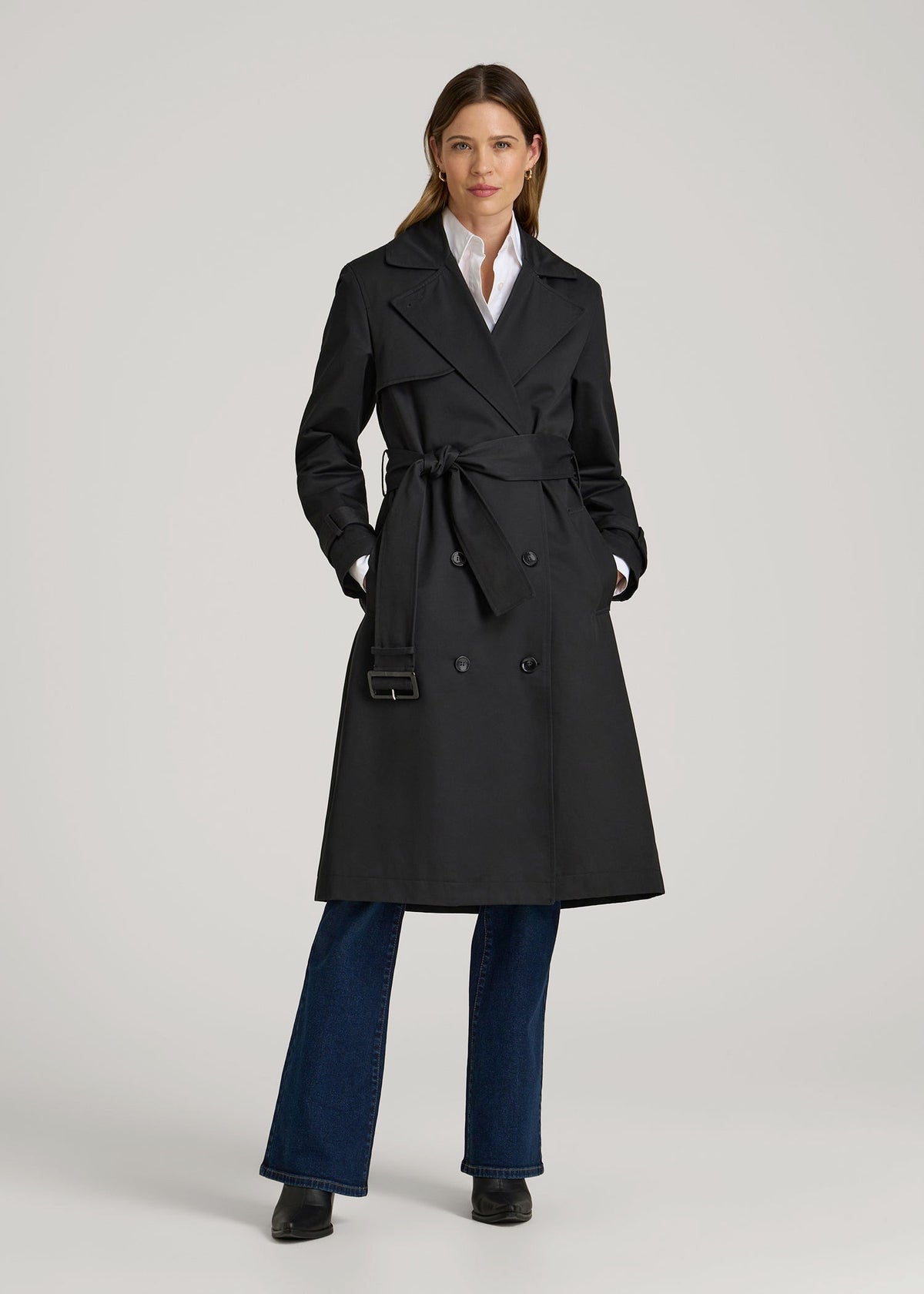 American Tall Outlet | Relaxed Trench Coat for Tall Women in Black
