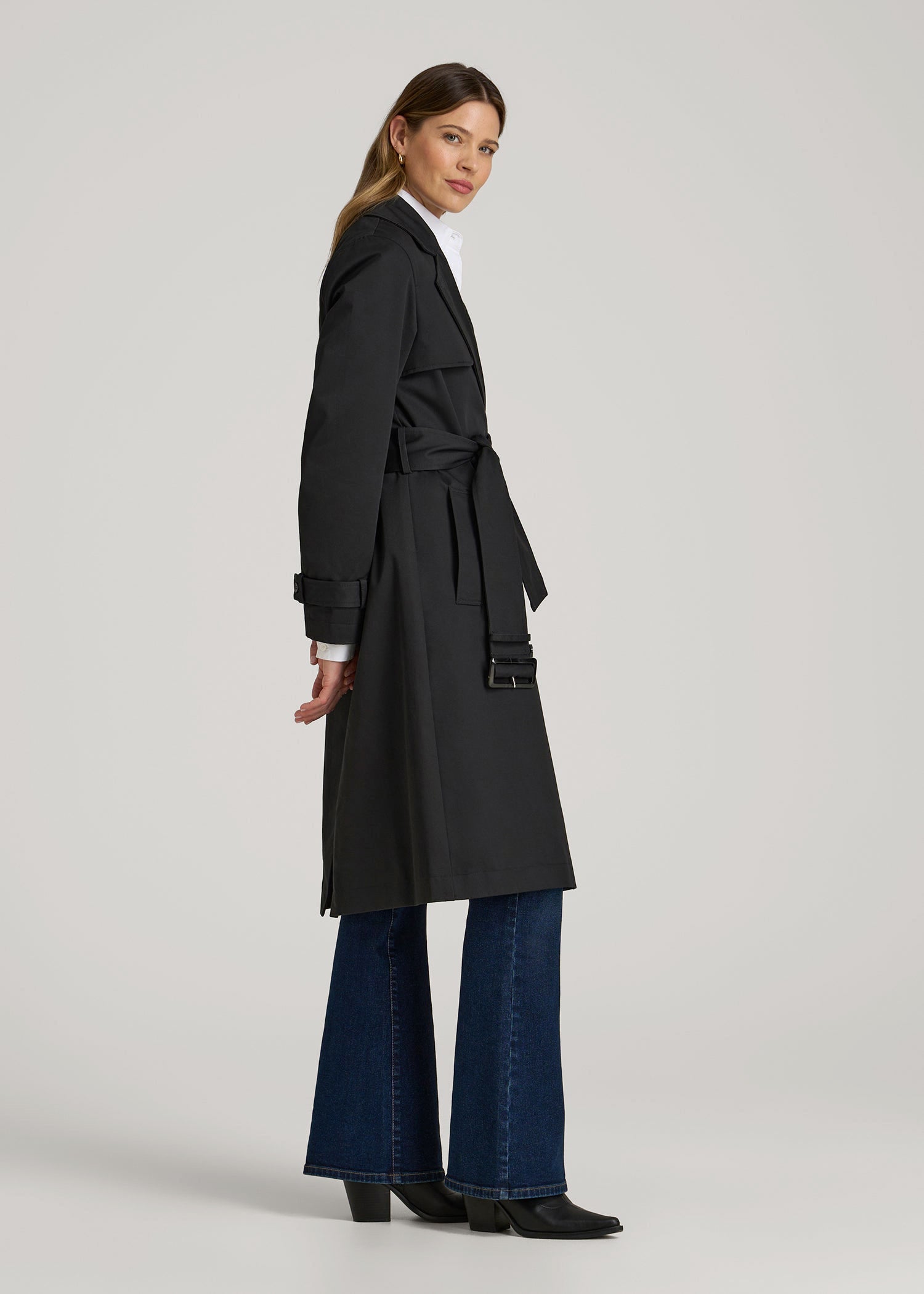 American Tall Outlet | Relaxed Trench Coat for Tall Women in Black