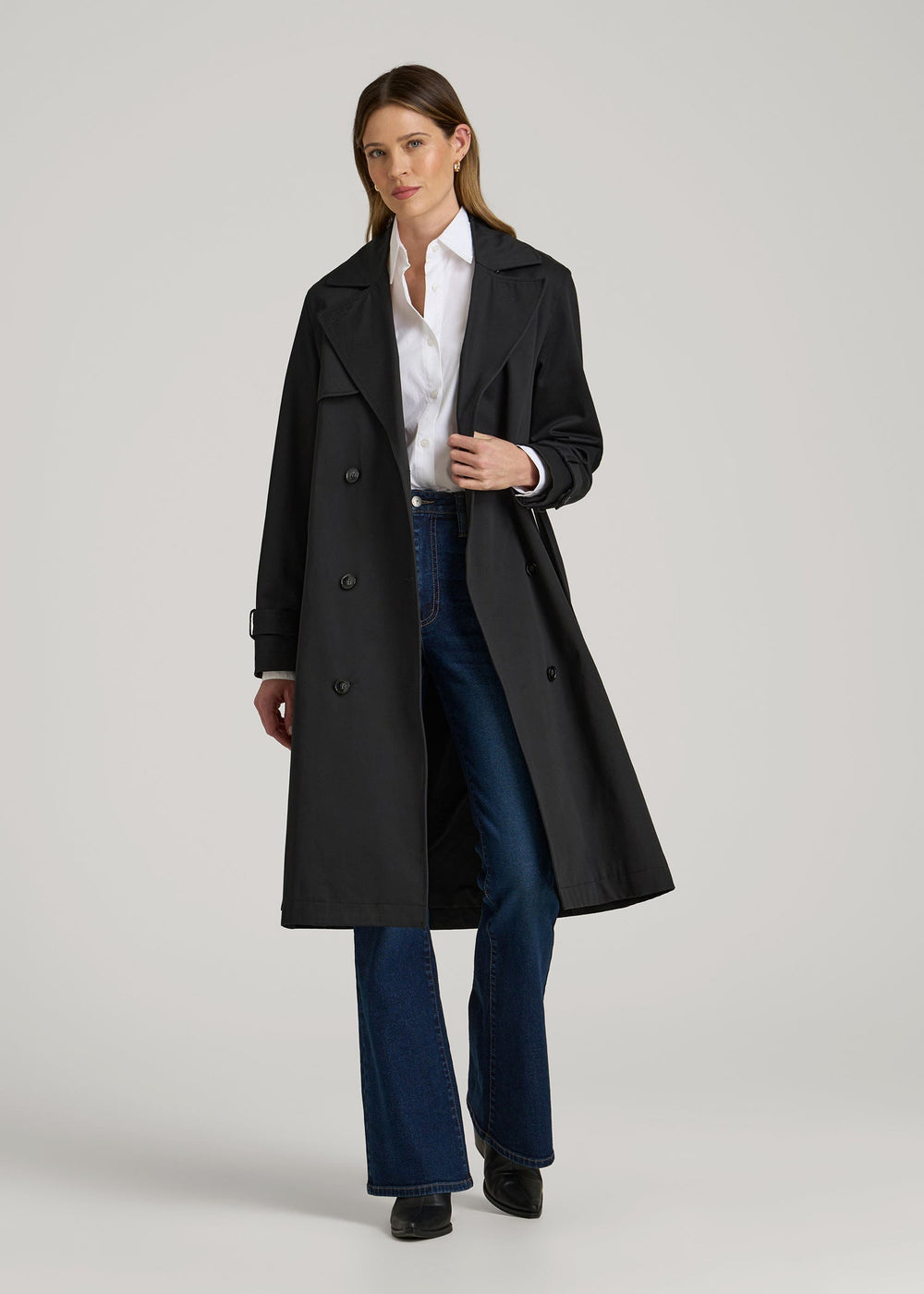 American Tall Outlet | Relaxed Trench Coat for Tall Women in Black