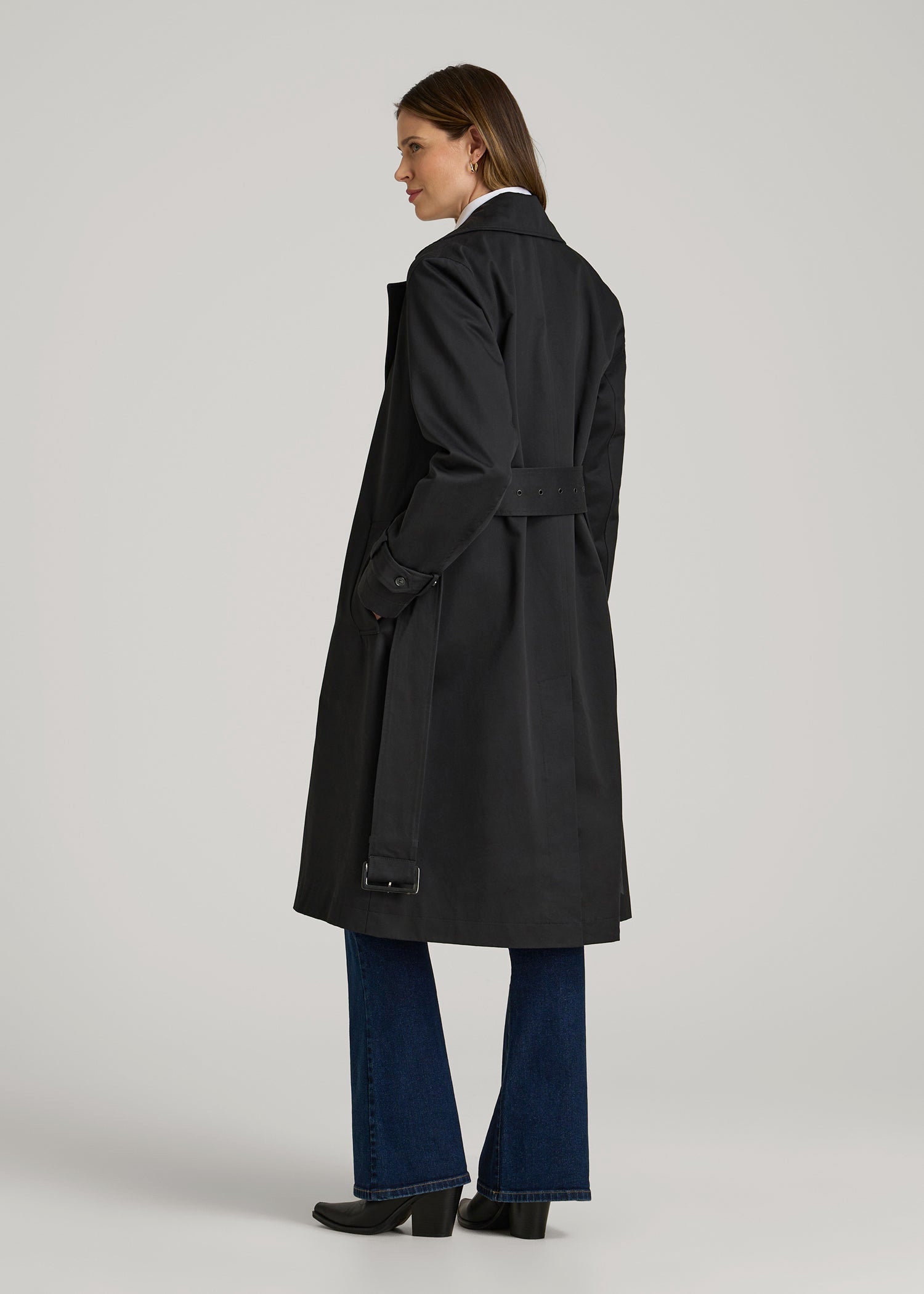 American Tall Outlet | Relaxed Trench Coat for Tall Women in Black