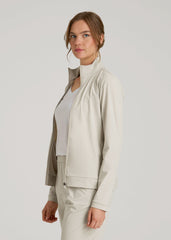 American Tall Discount | Front Zip Commuter Jacket for Tall Women in Stone