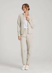 American Tall Discount | Front Zip Commuter Jacket for Tall Women in Stone