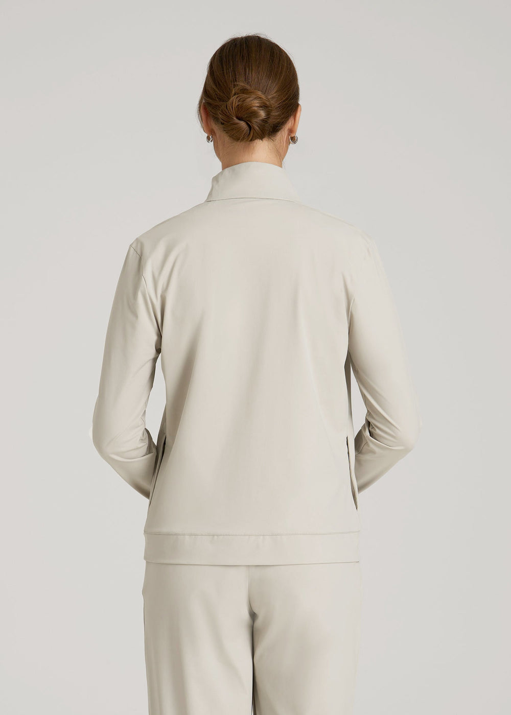 American Tall Discount | Front Zip Commuter Jacket for Tall Women in Stone