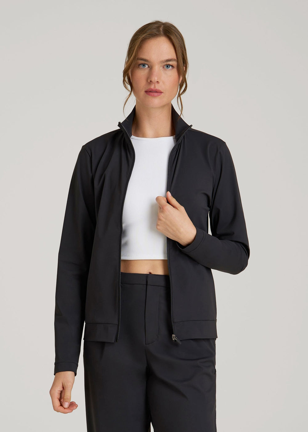 American Tall Online | Front Zip Commuter Jacket for Tall Women in Black