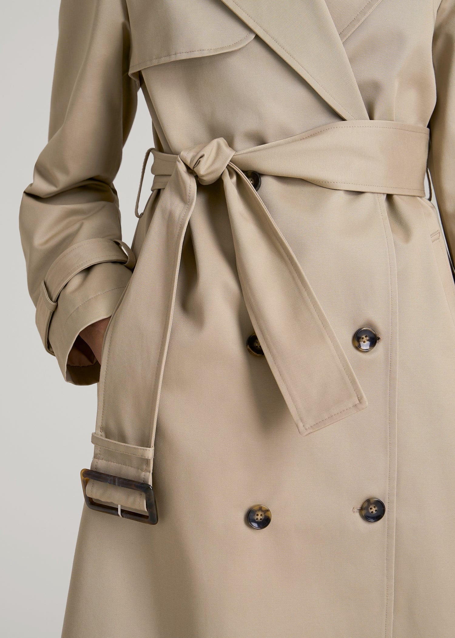 American Tall Sale | Relaxed Trench Coat for Tall Women in Light Khaki