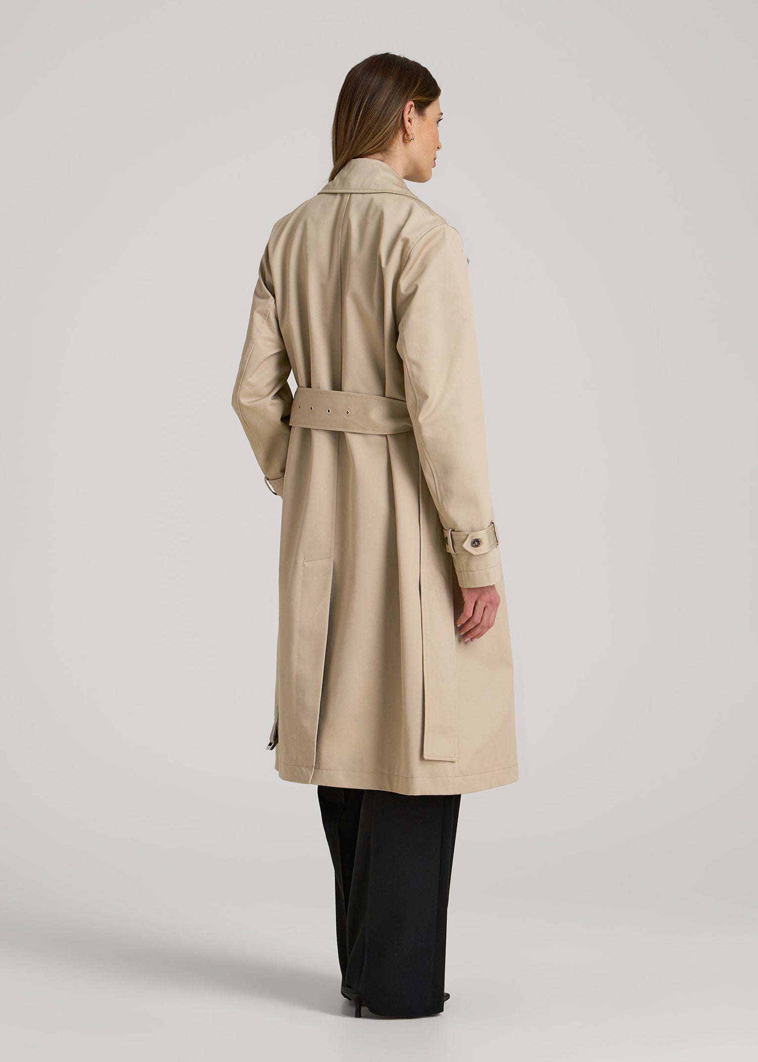 American Tall Sale | Relaxed Trench Coat for Tall Women in Light Khaki