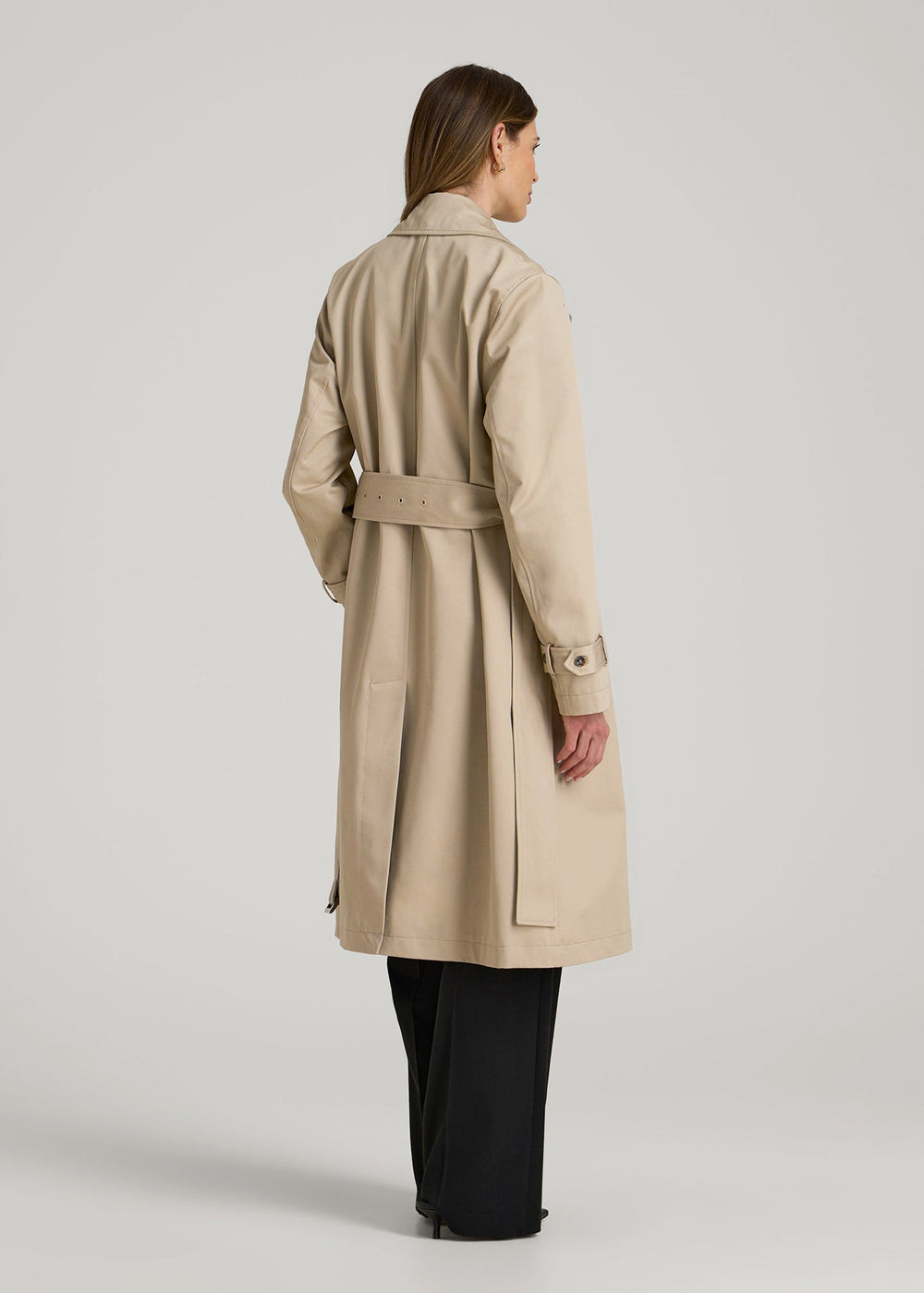 American Tall Sale | Relaxed Trench Coat for Tall Women in Light Khaki