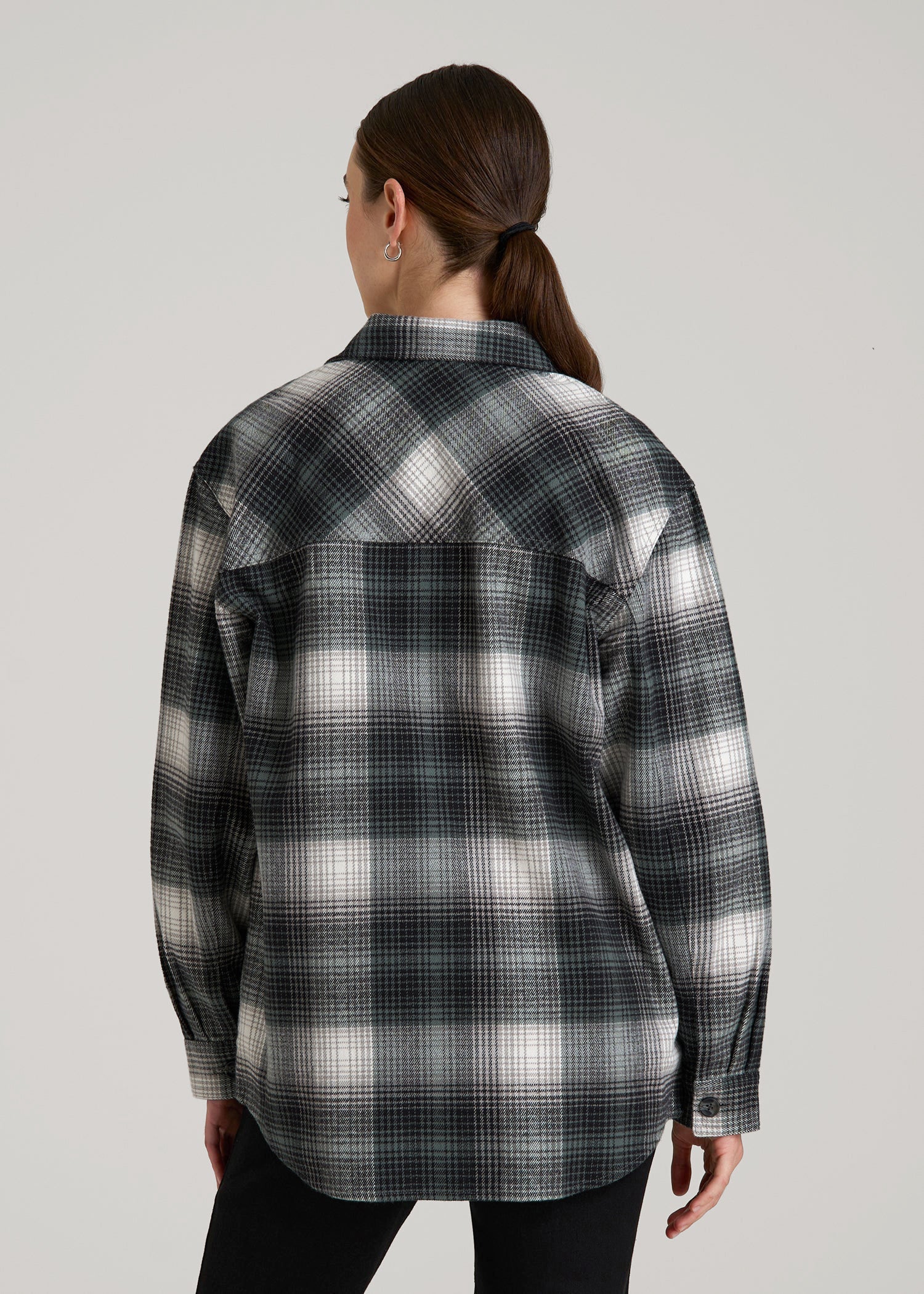 American Tall Online Shop | Flannel Shacket for Tall Women in Balsam Green Plaid