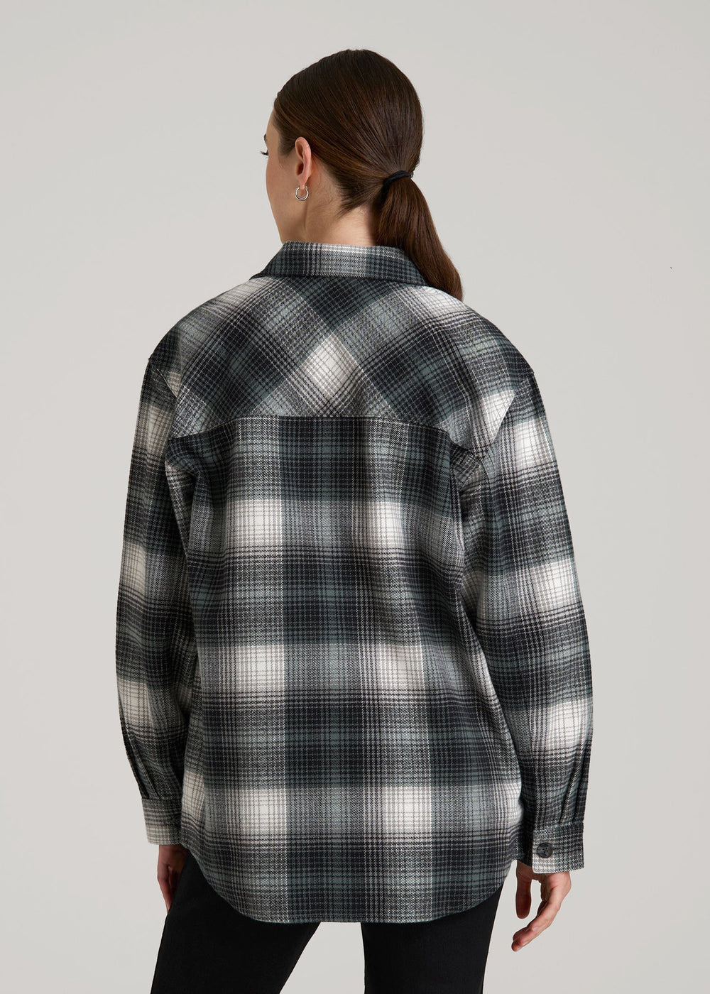 American Tall Online Shop | Flannel Shacket for Tall Women in Balsam Green Plaid