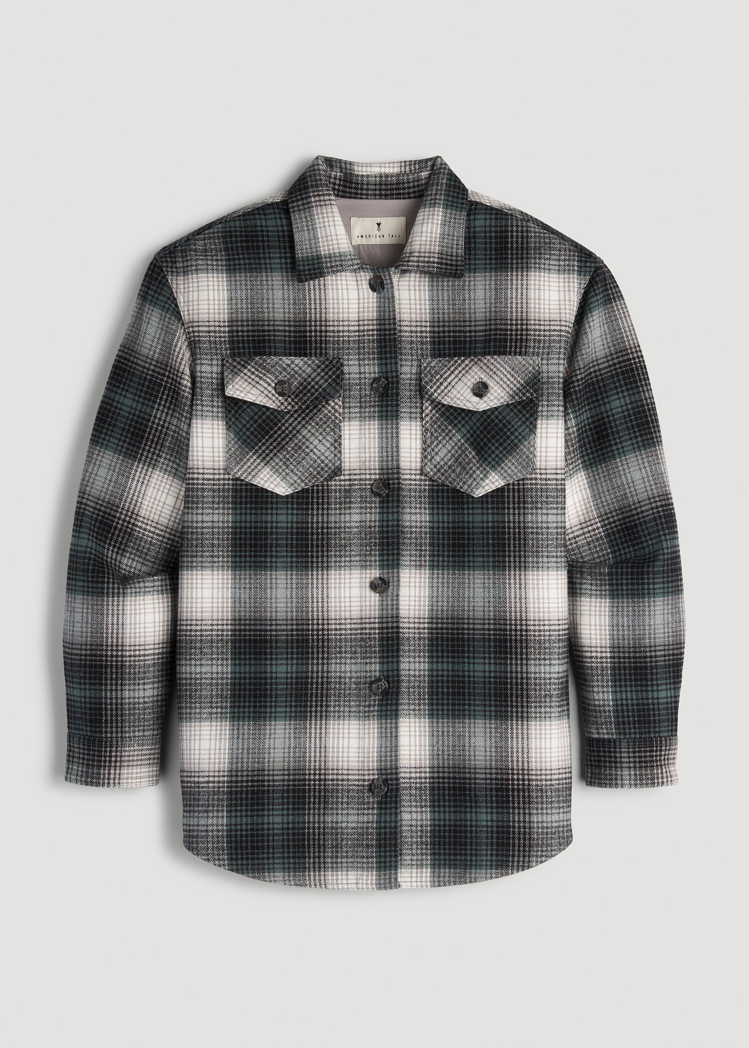 American Tall Online Shop | Flannel Shacket for Tall Women in Balsam Green Plaid