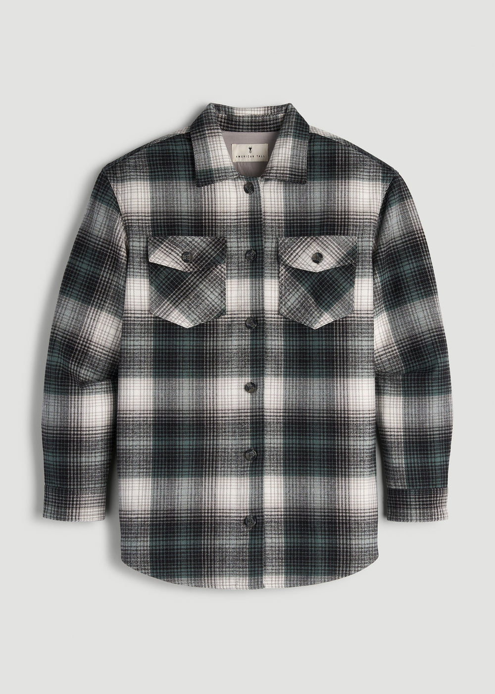 American Tall Online Shop | Flannel Shacket for Tall Women in Balsam Green Plaid