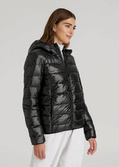 American Tall Online | Packable Short Puffer Jacket for Tall Women in Glossy Black