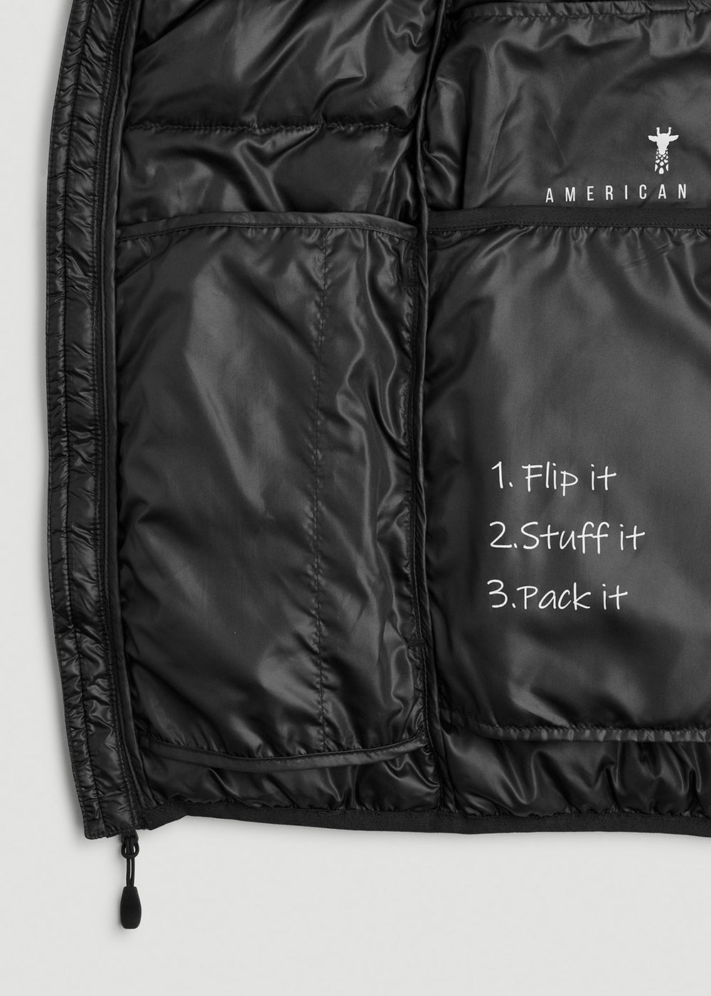 American Tall Online | Packable Short Puffer Jacket for Tall Women in Glossy Black